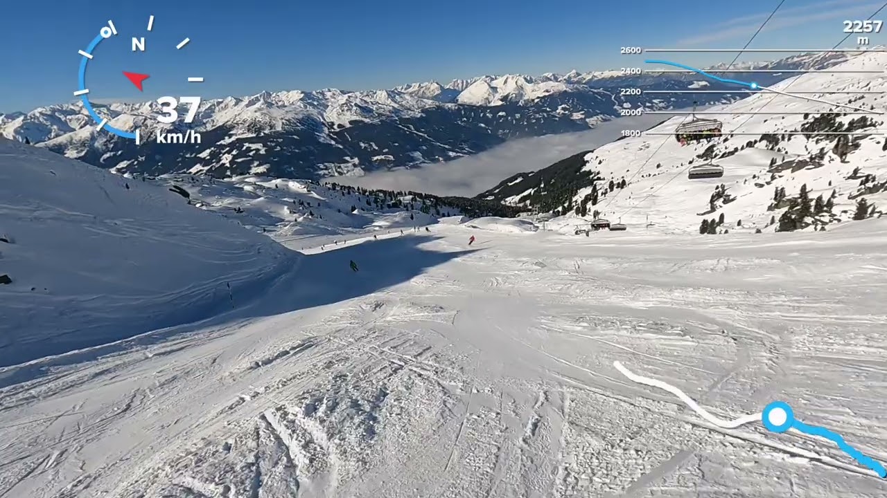 Black ski run 20a, then red ski trail 20, Arena Zillertal, Zell am Zillertal.