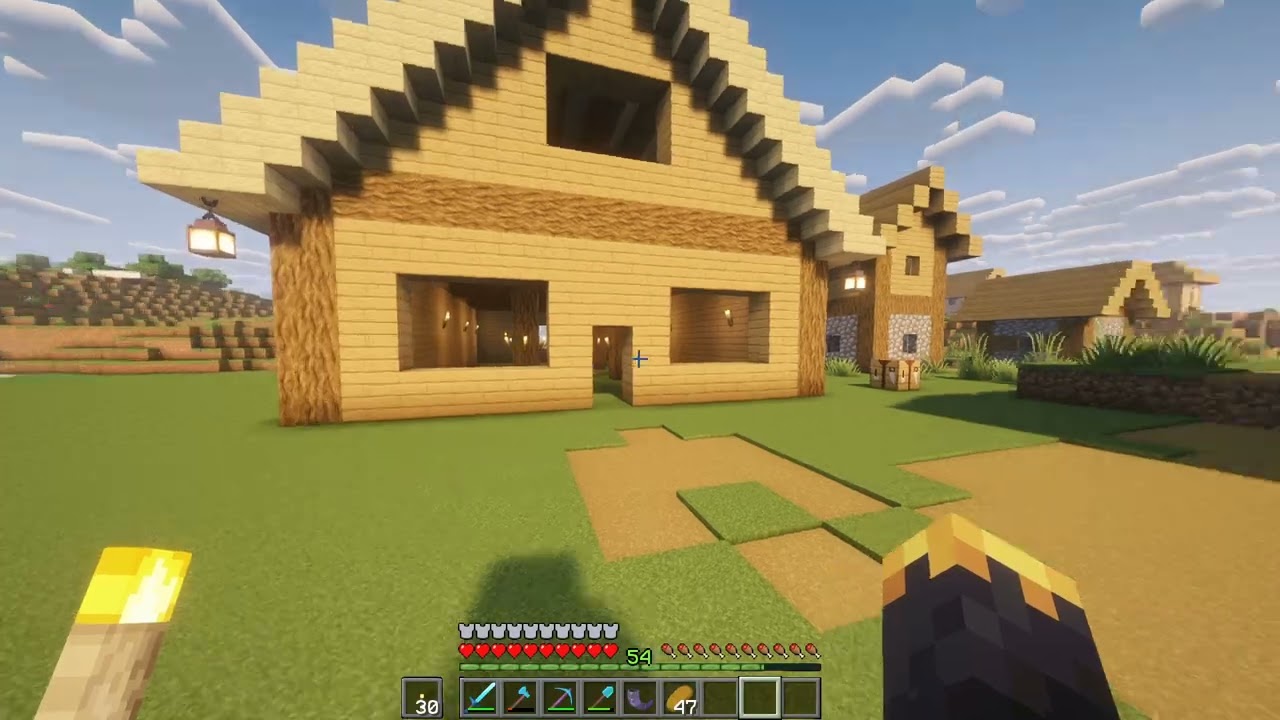 I was going to build a trading-hall but build a barn in Minecraft