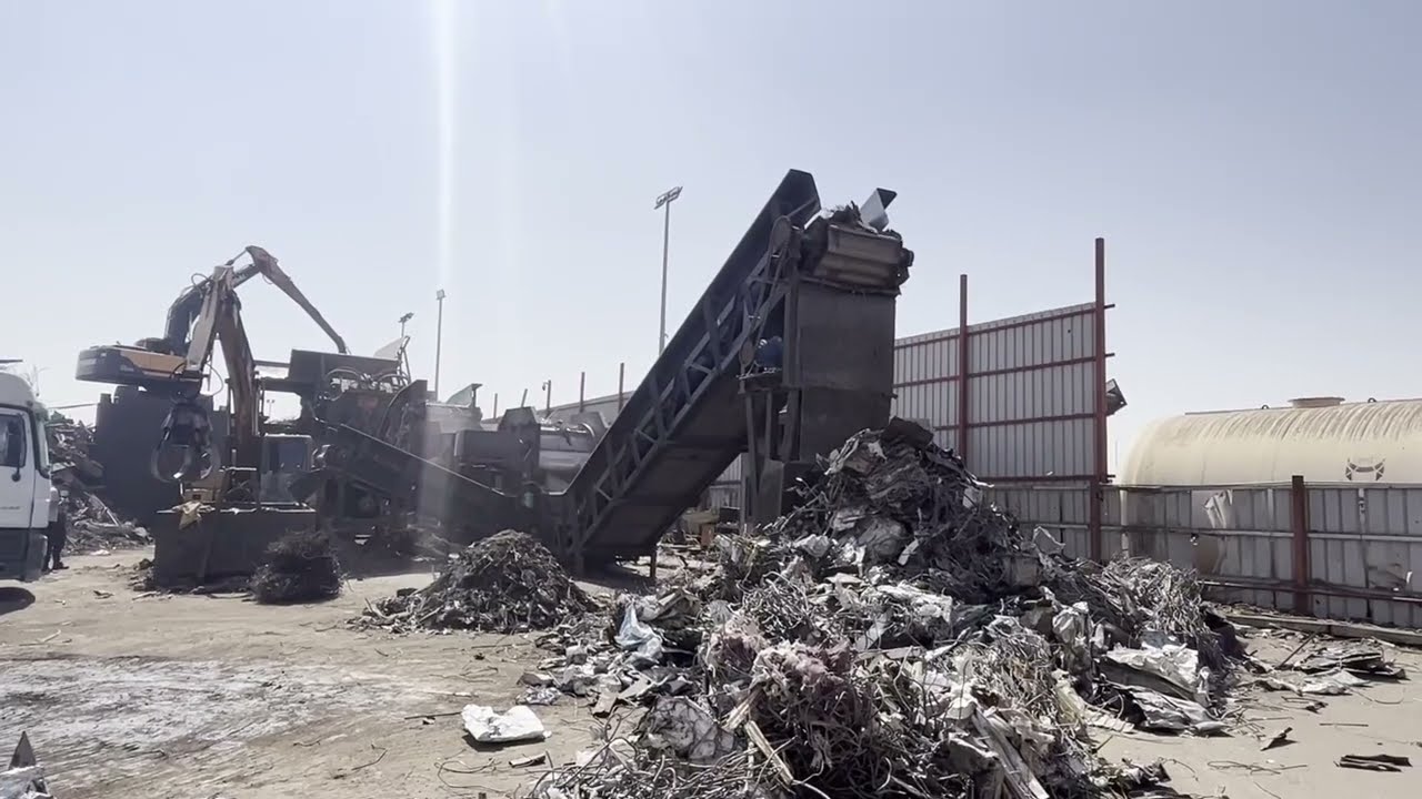 Aymas Inclined Shear with Scrap Cleaning conveyor & Magnetic Drum