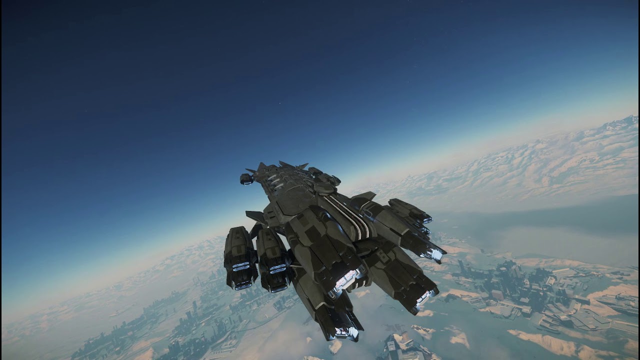 Star Citizen 3.12.1 UEE Javelin landing at microtech