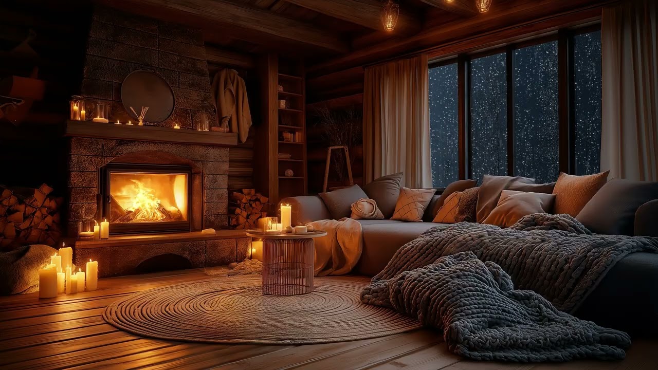 Thunderstorm, Heavy Rain & Fireplace Crackling – Perfect Night Ambience for Relaxation 🌧️🌩️🔥