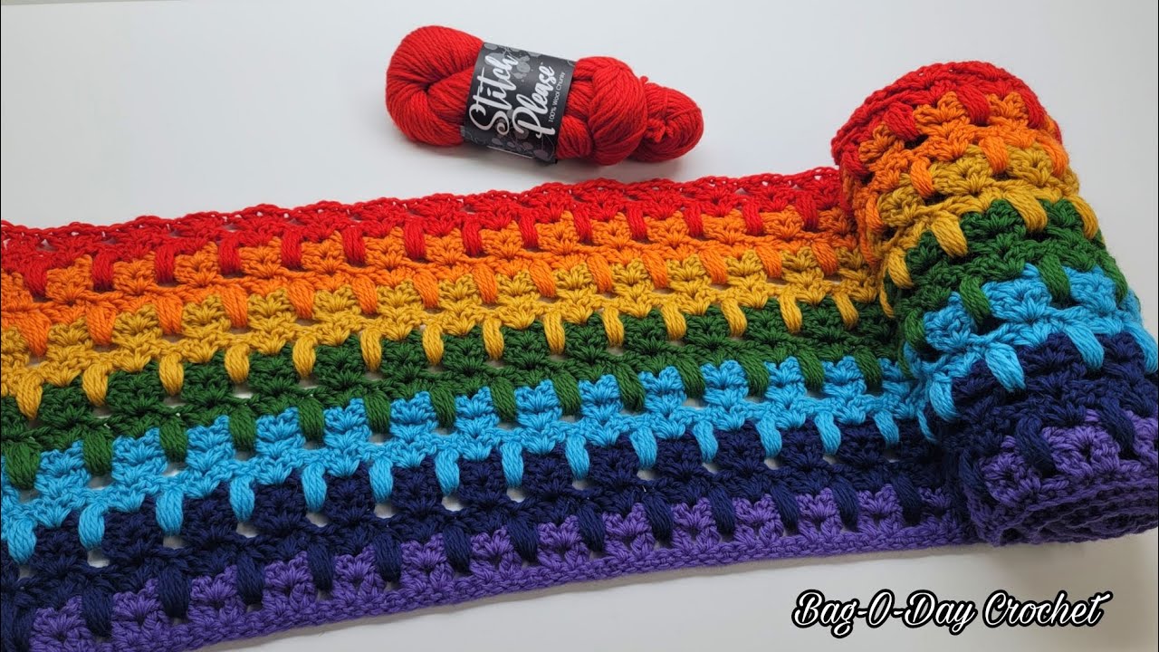Crochet Easy Cat Stitch Wrap -  Easy crochet Shawl | Bag O Day Crochet Tutorial