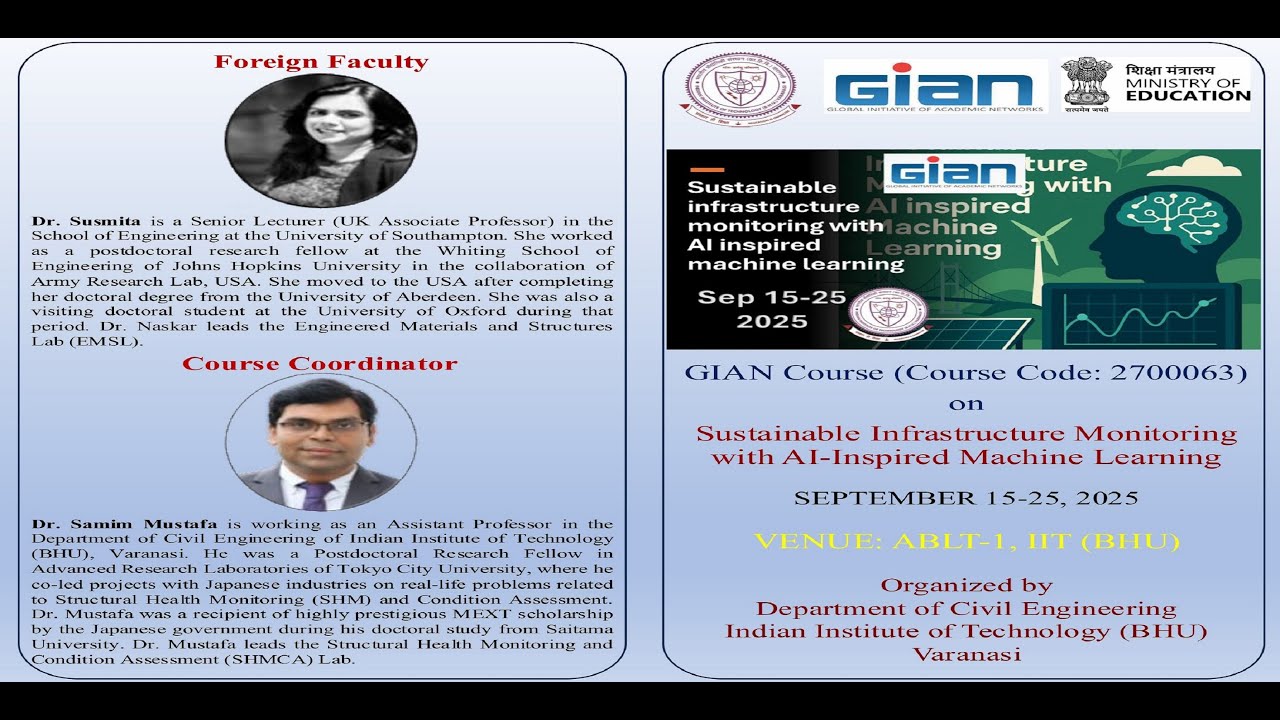 GIAN course on Sustainable Infrastructure Monitoring with AI-inspired Machine Learning| Day-5 | L-10