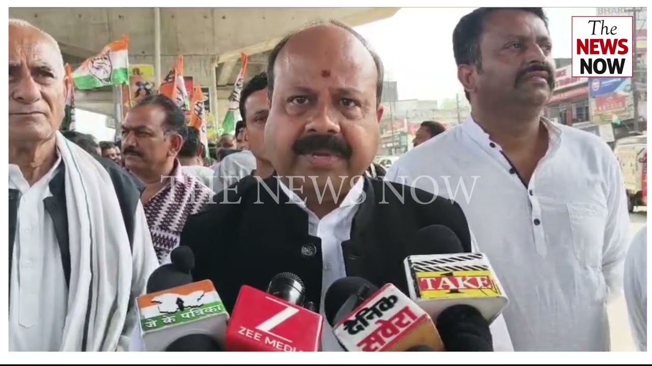 Samba: Indian National Congress workers stage protest against stalled India–US trade deal.