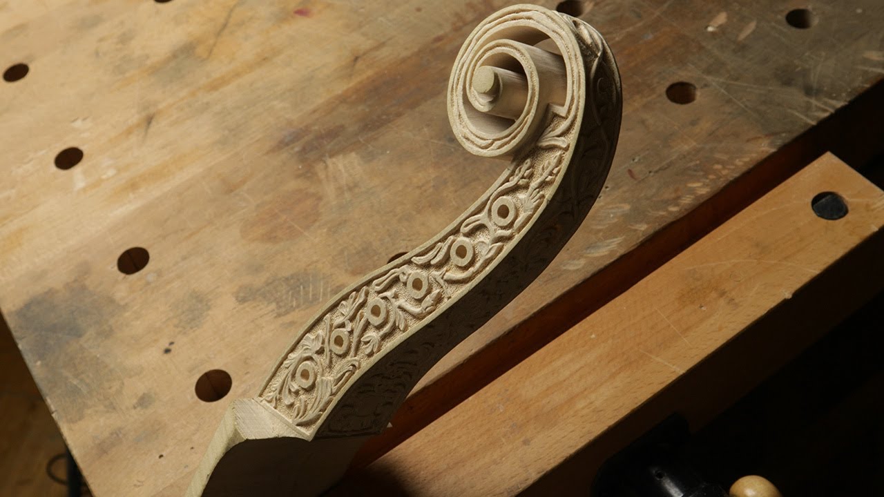 Viola da gamba making | Part 7 – relief carving on sides of head