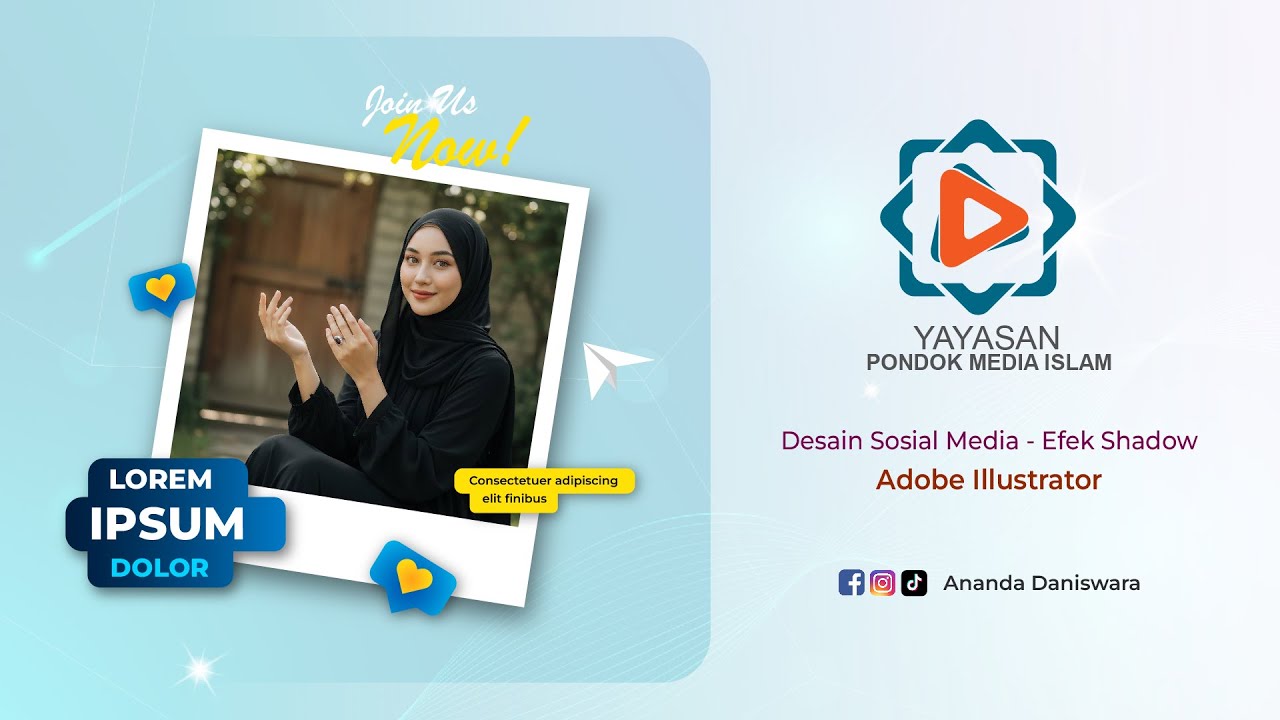 Desain Sosial Media - Efek Shadow | Adobe Illustrator | Pondok Media Islam