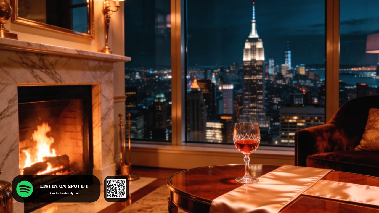 Late Night Jazz by the Fireplace in NYC (Smooth Lounge Vibes) – ØNEJAZZ