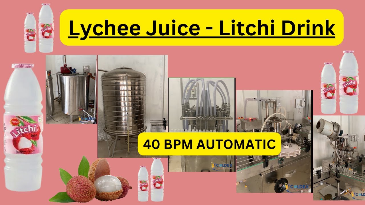 40 BPM Lychee Juice - Litchi Drink Full Automatic plant #lycheejuice #sodabottlingplant