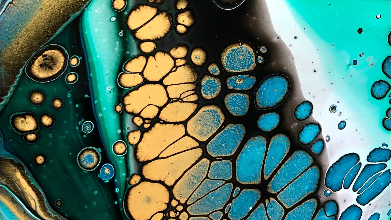 #146. B&W Series #5.  Fluid acrylic pouring Flip and Lip Technique with METALLICS.  BEAUTIFUL!!!