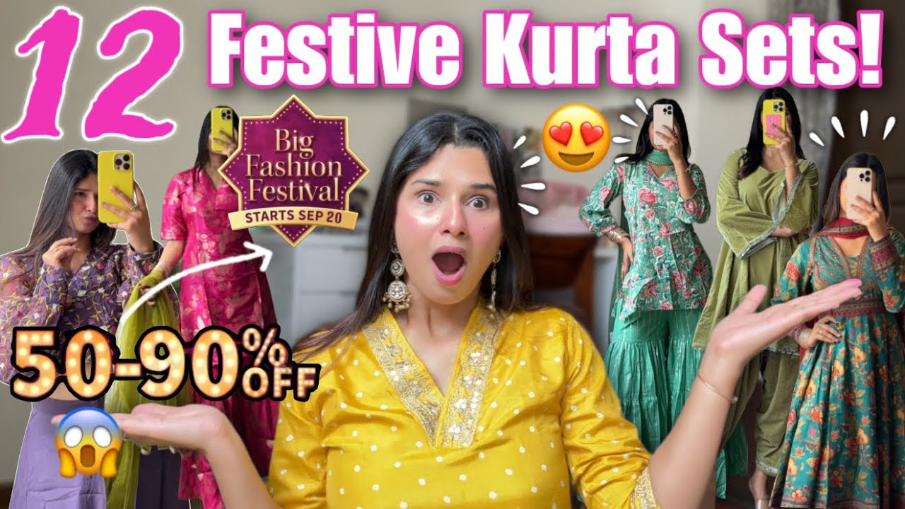 HUGE MYNTRA BFF SALE HAUL!😍✨50-90% OFF😱12 Festive Kurta Sets Try On Haul // Rupal Yadav