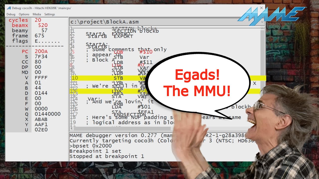MAME debugging with source code, except the source code keeps CHANGING