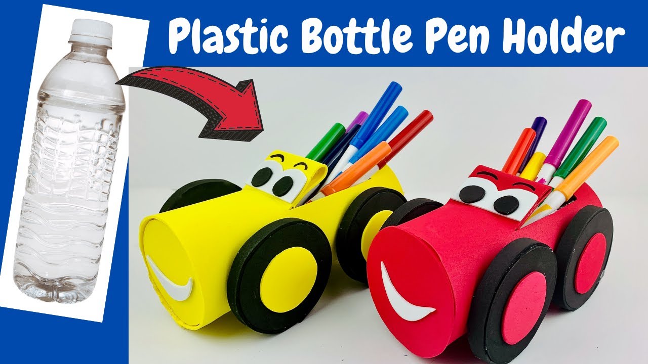 How to make pen holder with waste material | Pencil holder using plastic bottles