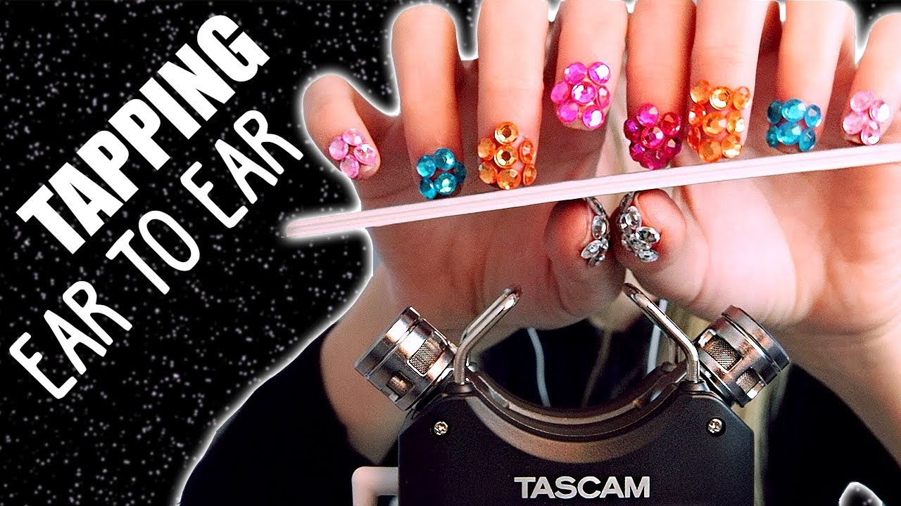 ASMR TAPPING AND SCRATCHING WITH RHINESTONE NAILS (NO TALKING) EAR TO EAR SOUNDS