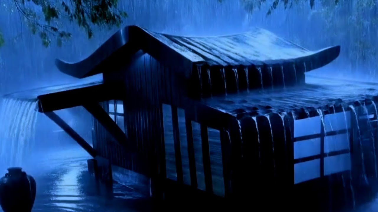 Find Sleep Again with Heavy Rainstorms & Deafening Thunder on the Old Tin Roof in a Strange Night