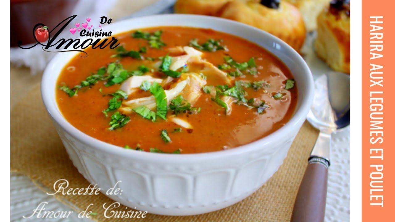 Hrira aux légumes et poulet soupe nutritive pour ramadan, Harira