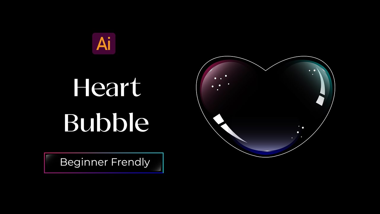 How I draw heart bubble in Adobe Illustrator with gradient tool.