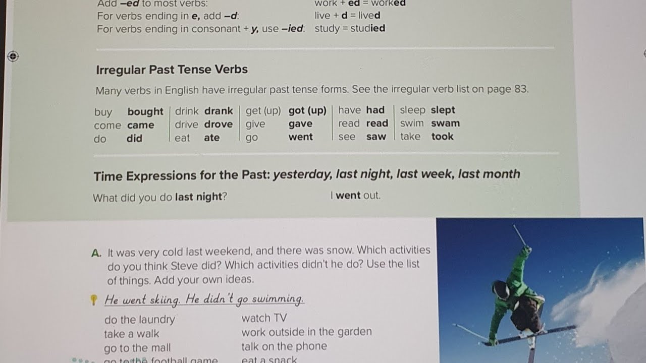 simple past Tense اولى متوسط الفصل الثاني