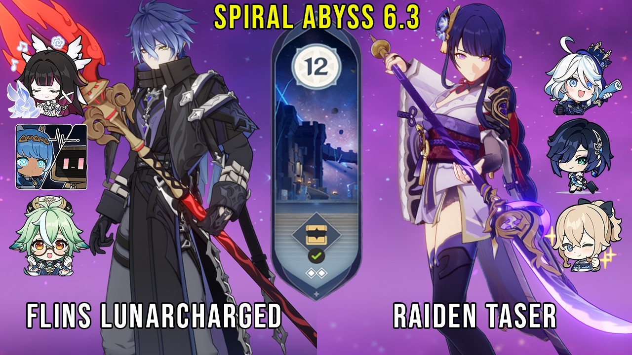 C0 Flins Lunarcharged and C0 Raiden Taser | Genshin Impact Abyss 6.3 Floor 12 9 Stars