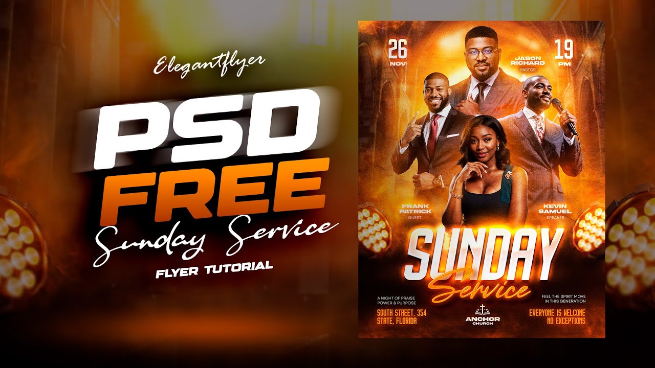 How to Create a Sunday Church Service Flyer in Photoshop | Step-by-Step Tutorial + Free PSD Template