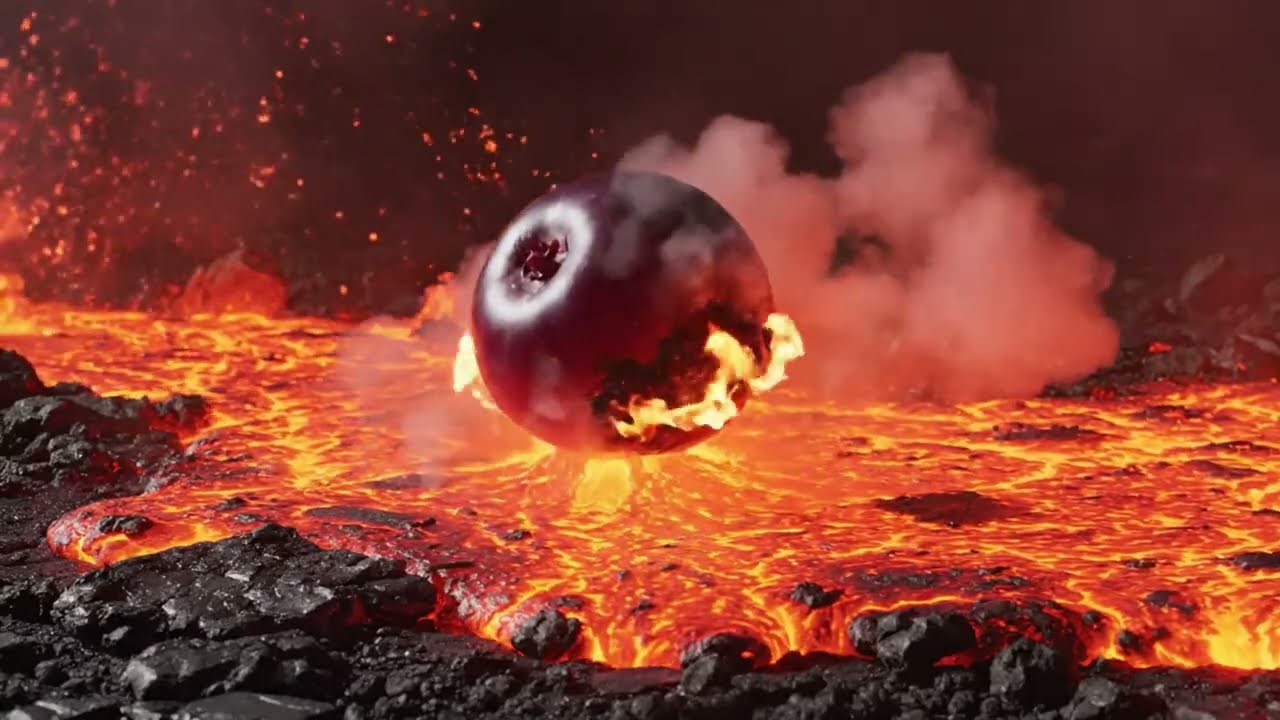 Molten Lava vs Glossy Metal Sphere — Insane Fiery Reaction!