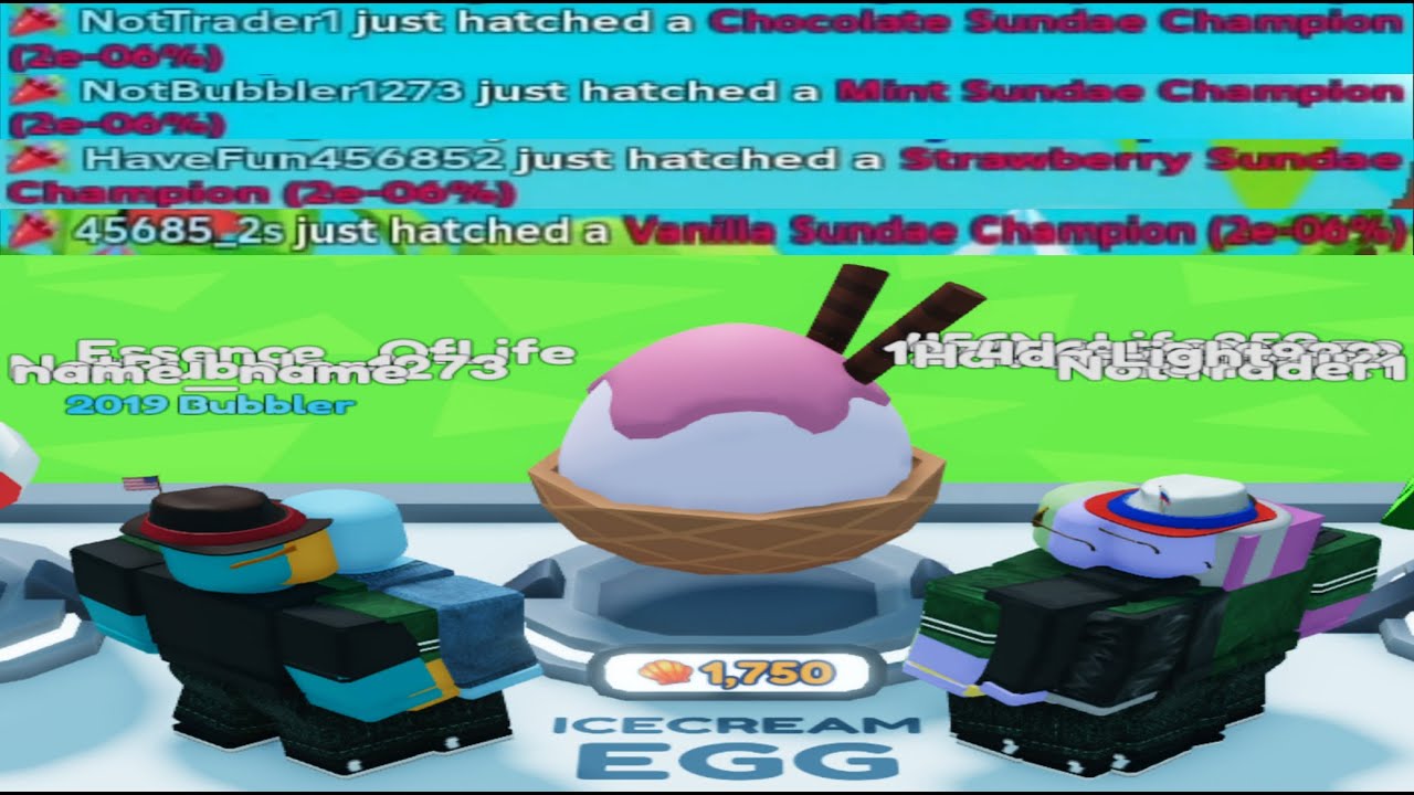 3 P2W Accounts Vs 9 F2P Accounts #2: Icecream Egg | Hatching All Sundae Champions Variations | BGSI