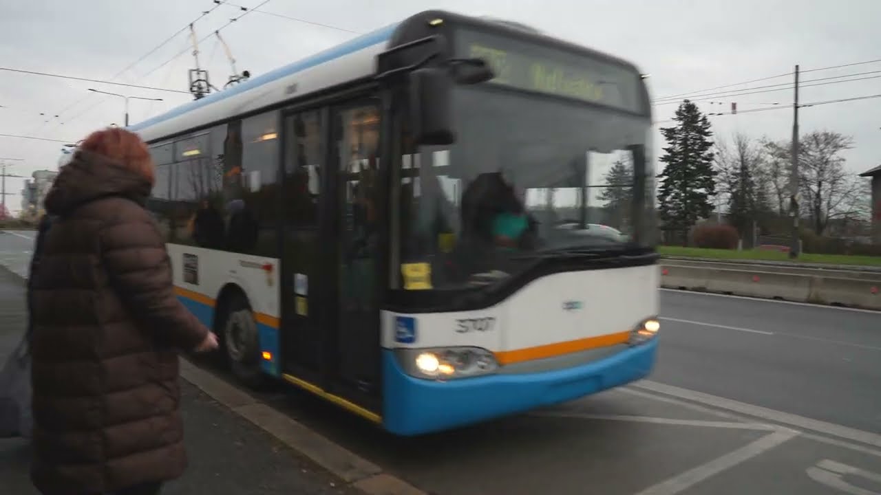 Czech Republic, Ostrava, trolleybus 108 ride from Revírní br. pokladna to Most M. Sýkory + walk