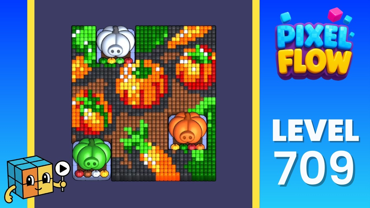 Pixel Flow Level 709 (Very Hard) Solution Walkthrough - Pumpkin