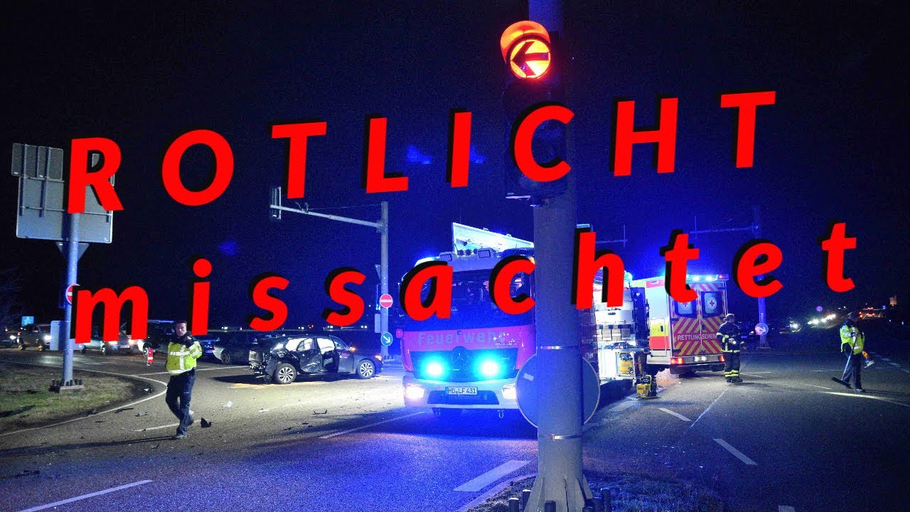 Rotlicht missachtet, Verkehrsunfall bei Walldorf mit drei verletzten Personen, darunter ein Kind