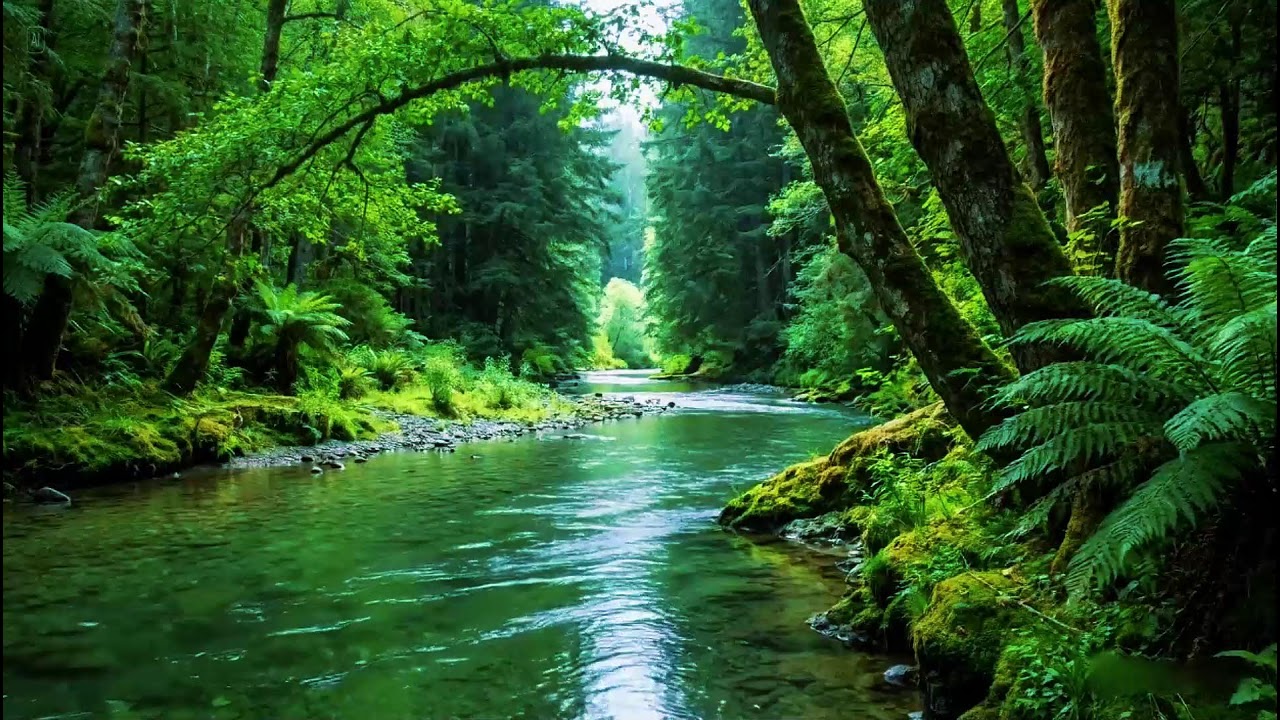 Deep Calm Forest Ambience | Gentle River Stream Ambience | Quiet Bird Chirping Nature Sounds