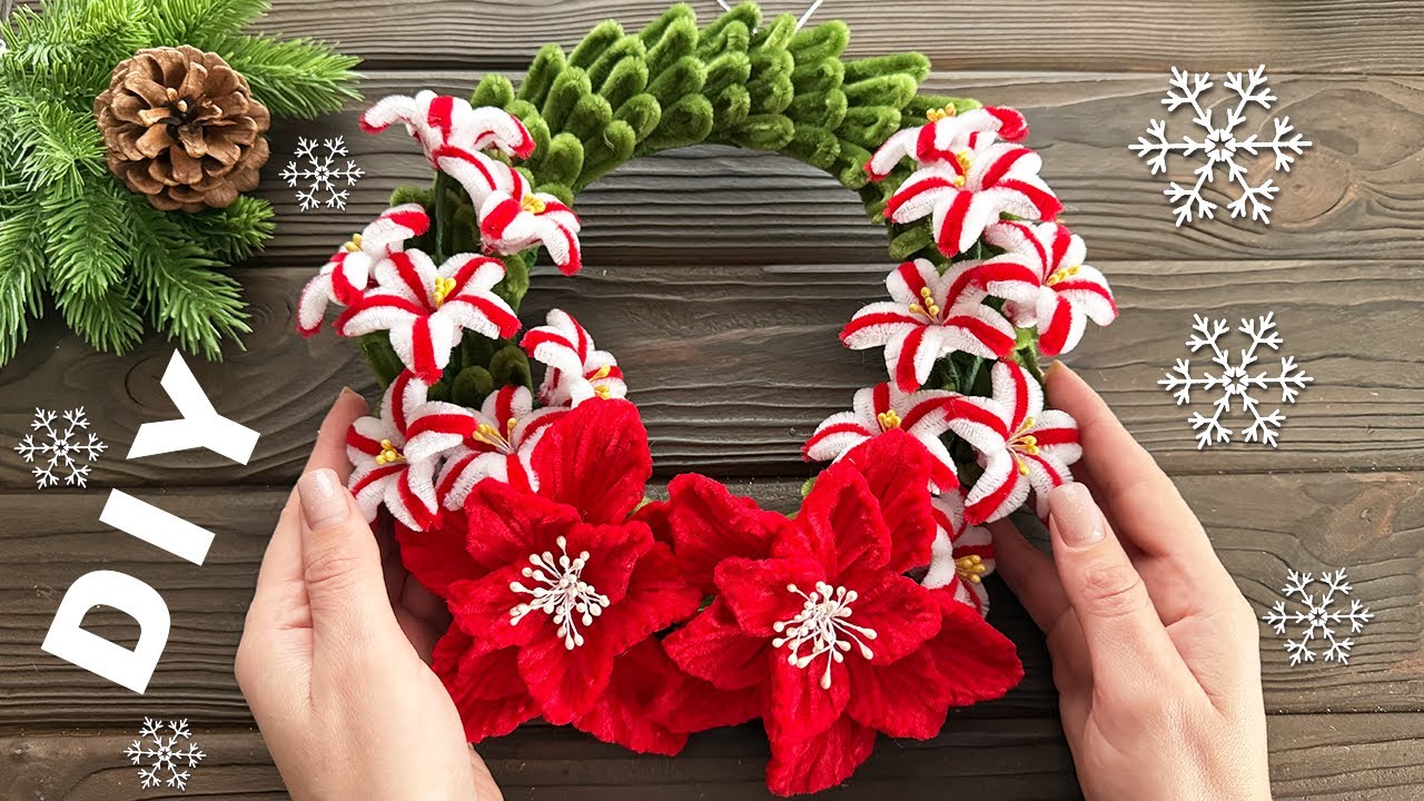 Easy Idea! Christmas wreath with Chenille Wire DIY Christmas Decoration Crafts