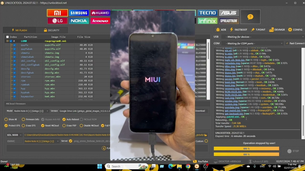 Redmi Note 8 Fix The System has been Destroyed Issues. One Click By Unlock Tool 2024. Full Flash
