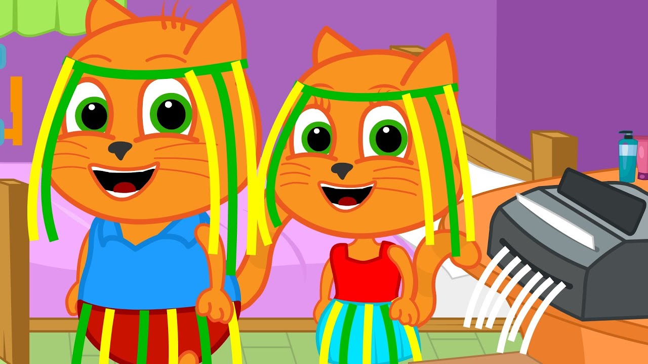 Cats Family in English - Paper wig Cartoon for Kids