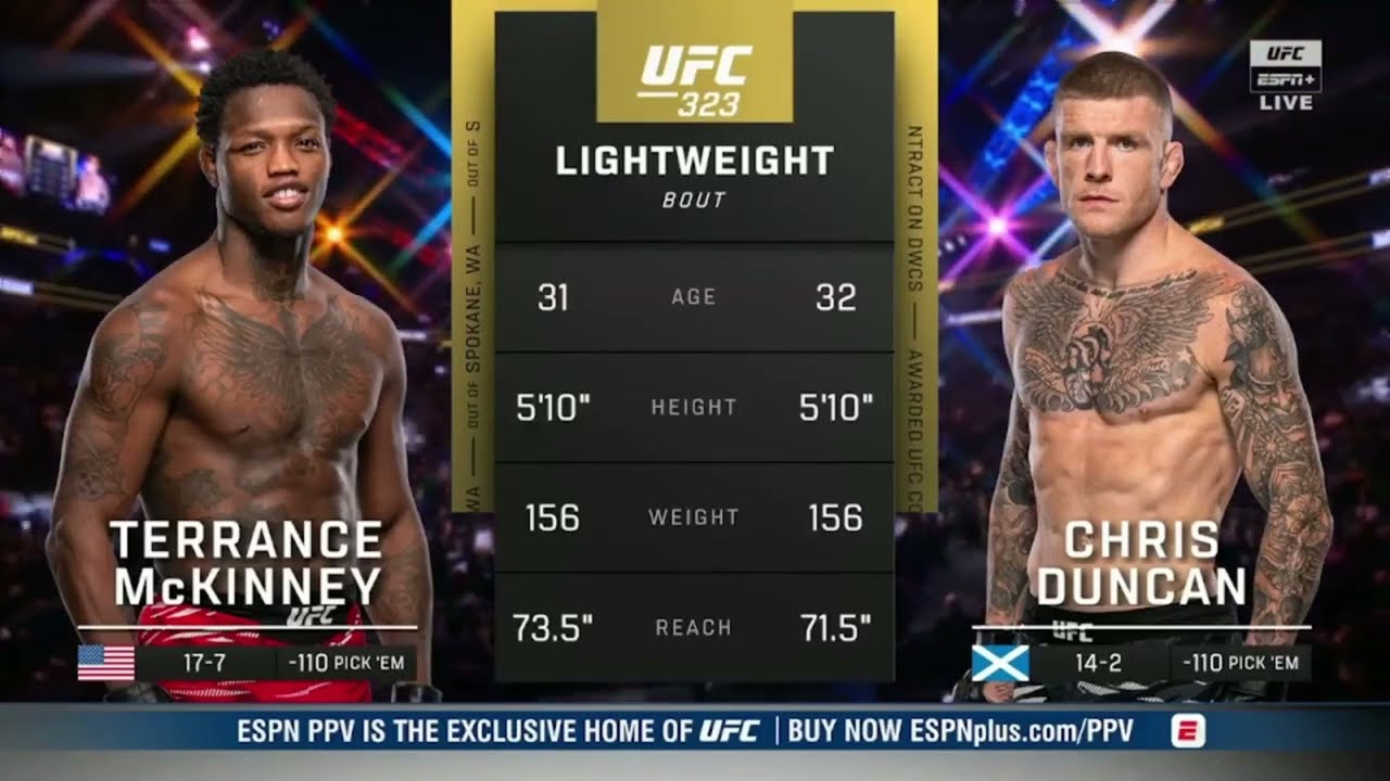 TERRANCE McKINNEY vs CHRIS DUNCAN FULLFIGHT HIGHLIGHTS UFC 323 || #ufc323