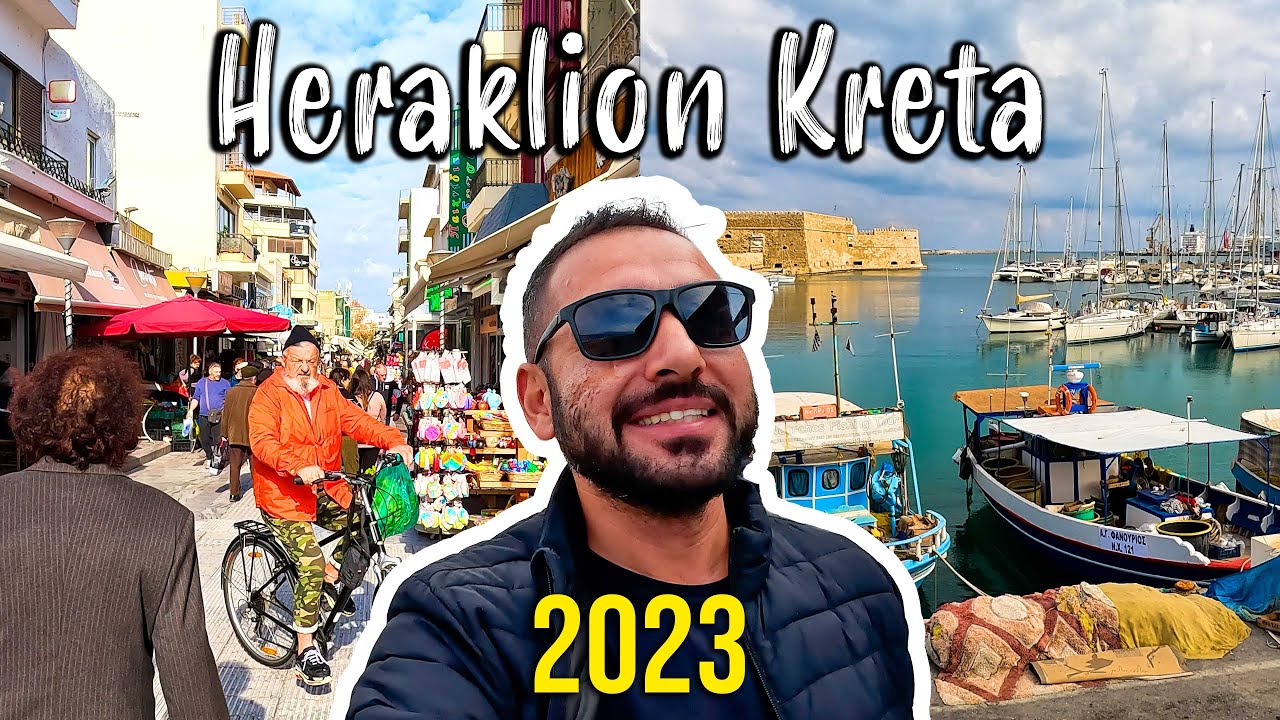 Ираклион, Крит, пешеходная экскурсия, 4K, Греция, 2023