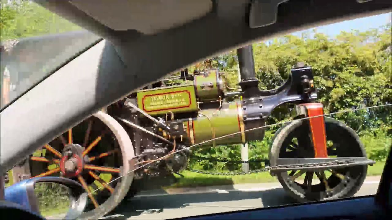 Vintage Steam roller on UK road nr Leicester july 17th 2021