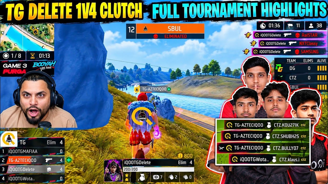 TG DELETE 1V4 S8UL WITH DESERT | S8UL SID SHOCKED | AZTEC 1V4 CLUTZA WITH NADE☠️TOURNAMENT HIGHLIGHT