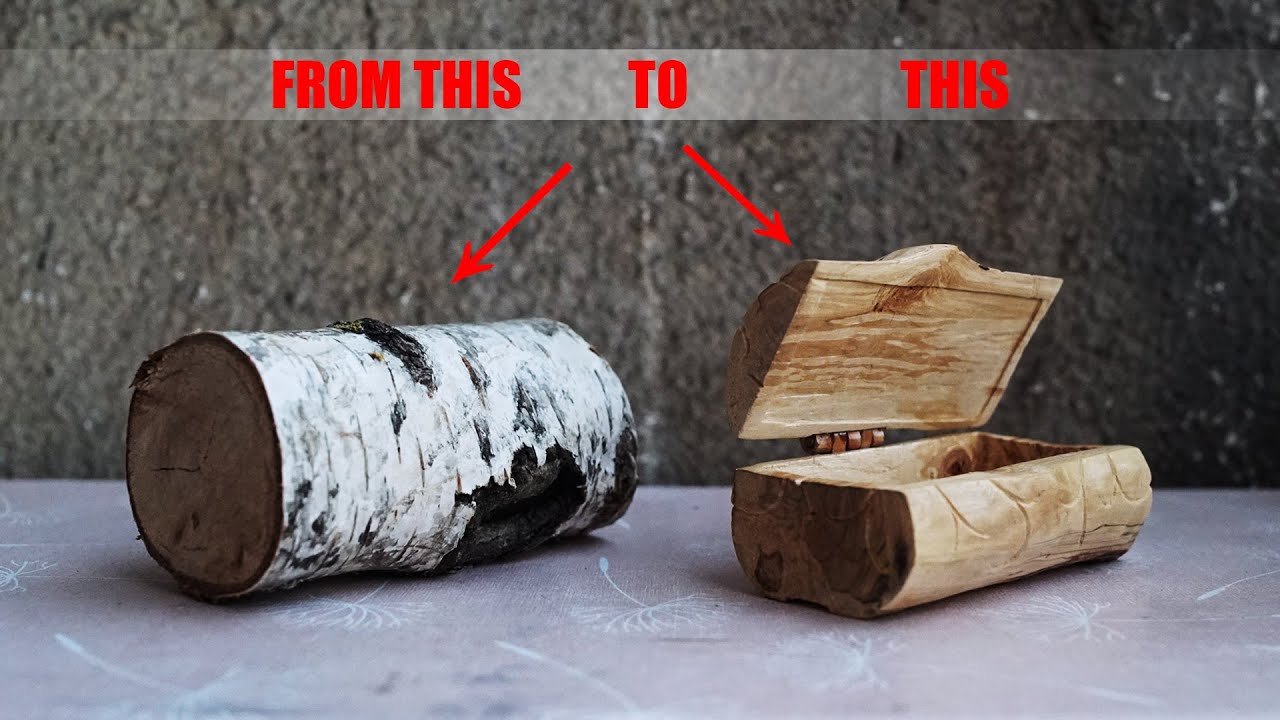 CASKET FROM BIRCH LOG. how to make a wooden box. from trash to treasure.