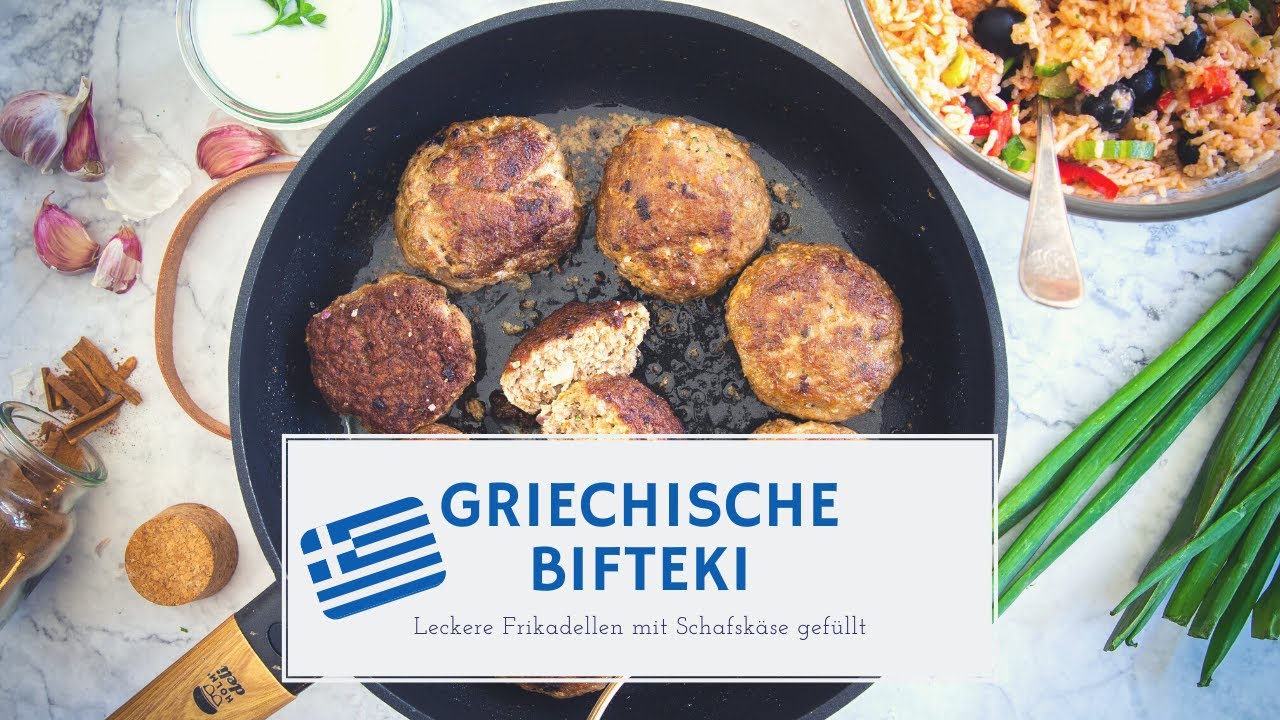 Griechische Bifteki (Rezept) - mit Schafskäse gefüllte Frikadellen