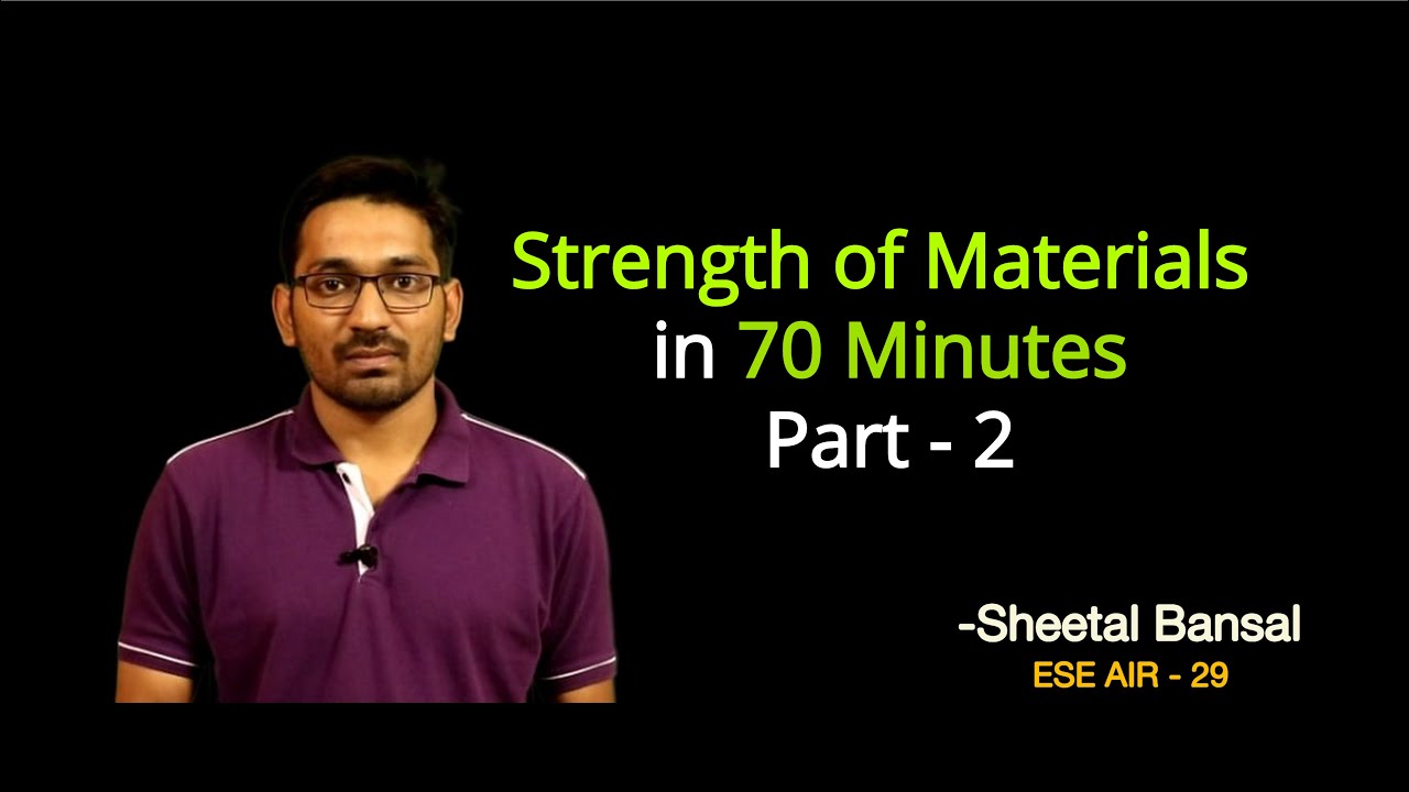 Strength of Materials (SOM) in 70 Mins Part-2 | Gate/ESE Mechanical Engg | SOM Simplified| gate 2020