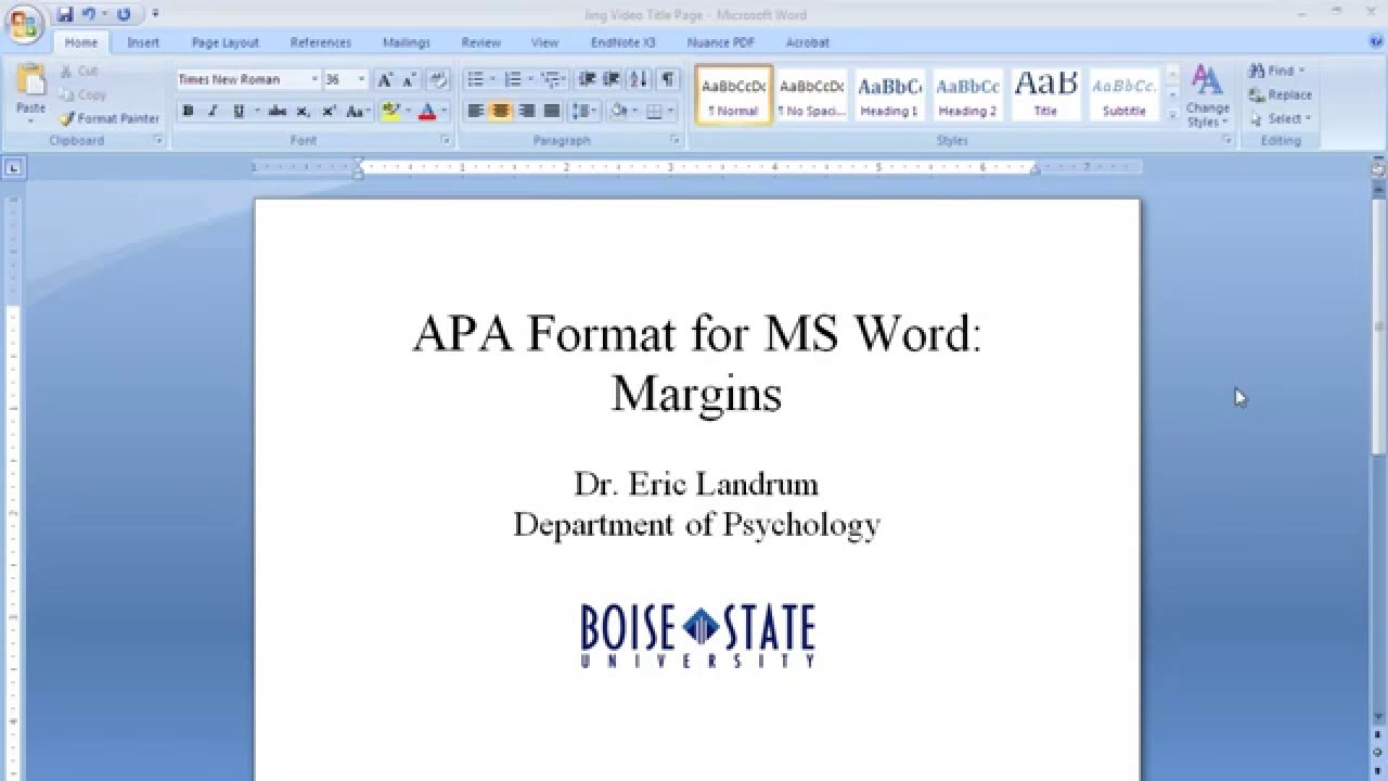 APA Format for Microsoft Word: Margins
