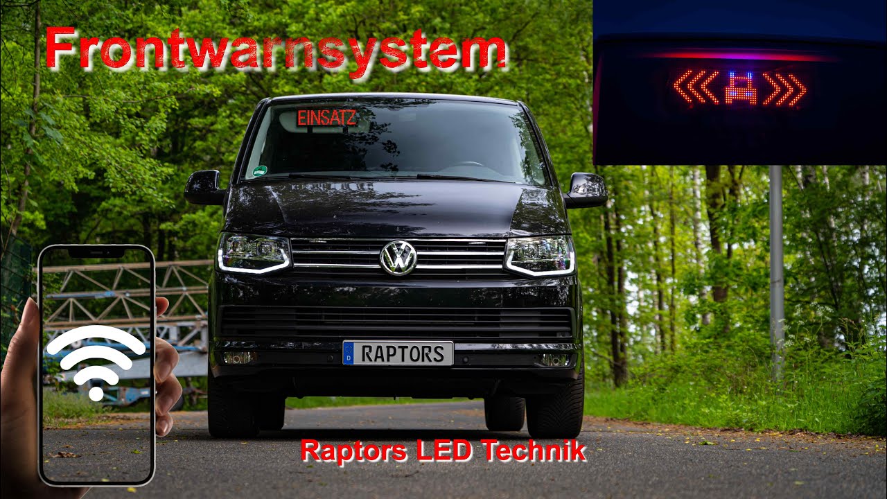 Raptors LED Schild Akku Wifi Frontwarnsystem Einsatzschild Sonnenblende