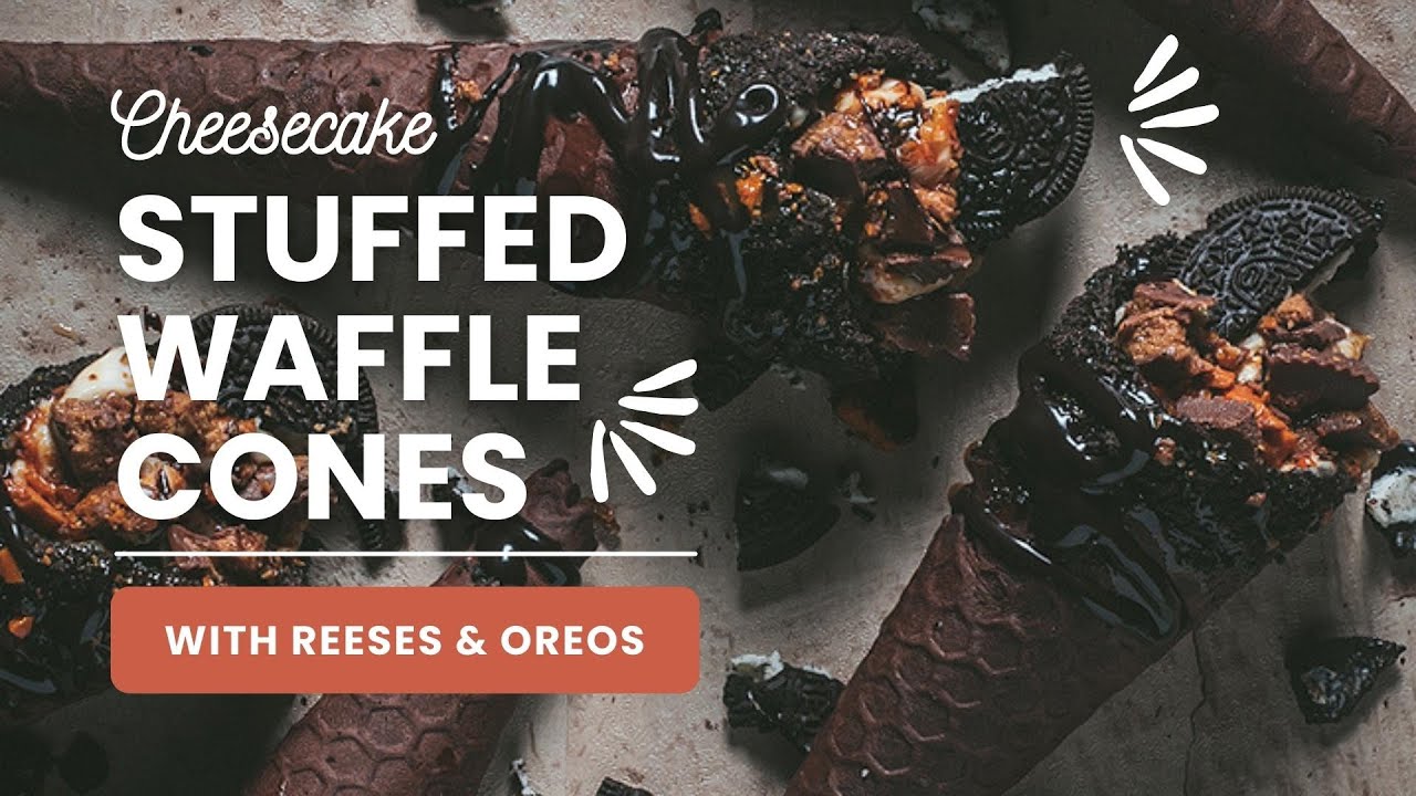 🧇 How to Make HOMEMADE Chocolate Waffle Cones with Cheesecake Filling!