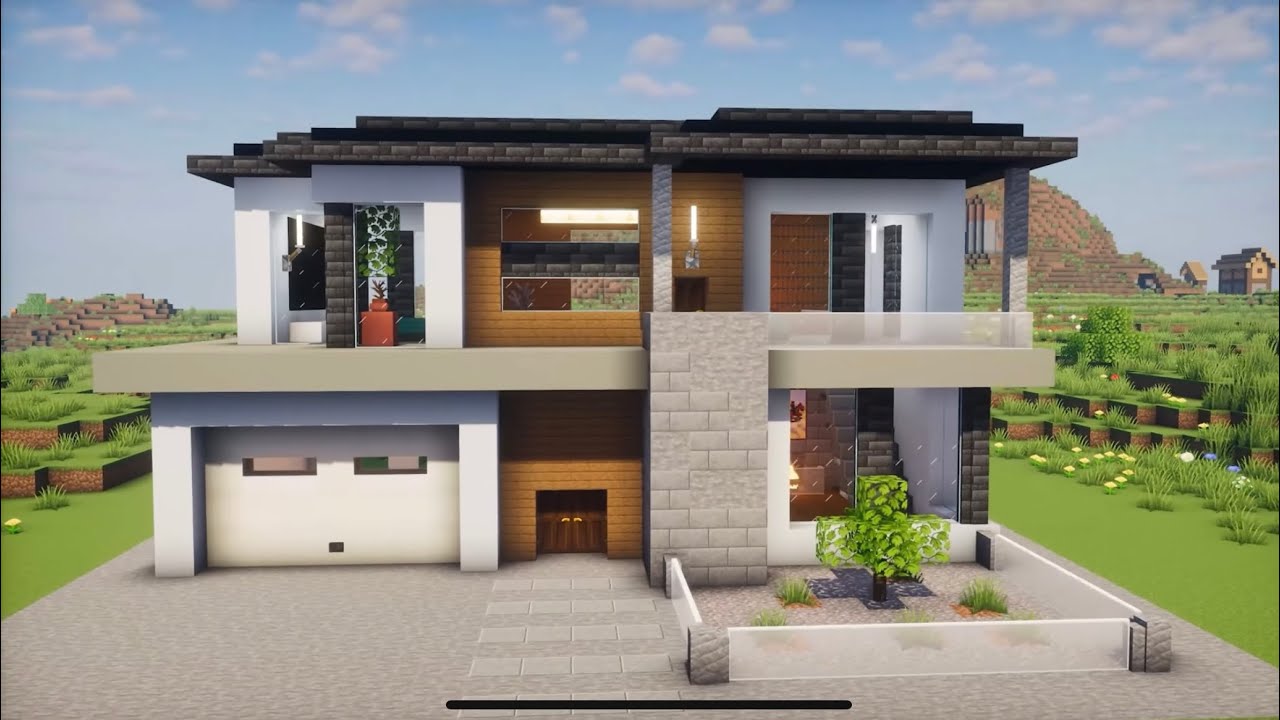 Minecraft: How to Build a Modern House | Easy Survival House Tutorial - Interior in Description!