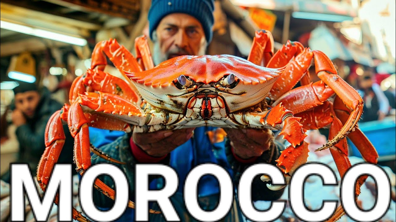 🇲🇦🍣🦀 ESSAOUIRA MOROCCO, FISH MARKET, MOROCCAN FRUIT AND VEGETABLE MARKET, NORTH AFRICA, 4K, الصويرة