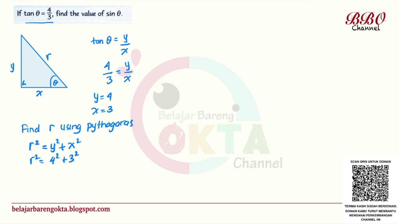 If tan θ = 4/3, find the value of sin θ | Trigonometry Basics & Right Triangle Ratio