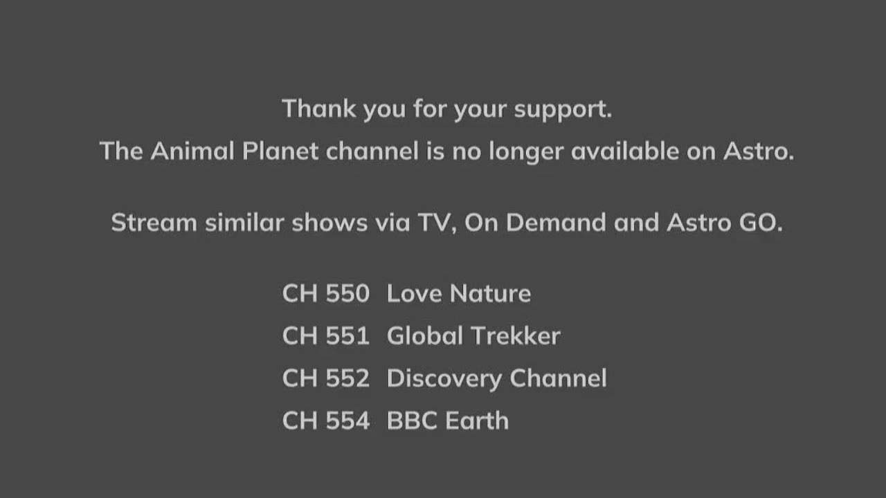 Animal Planet has cease transmission on 1st June 2025 at 00:00 AM hours (Recording on YouTube)