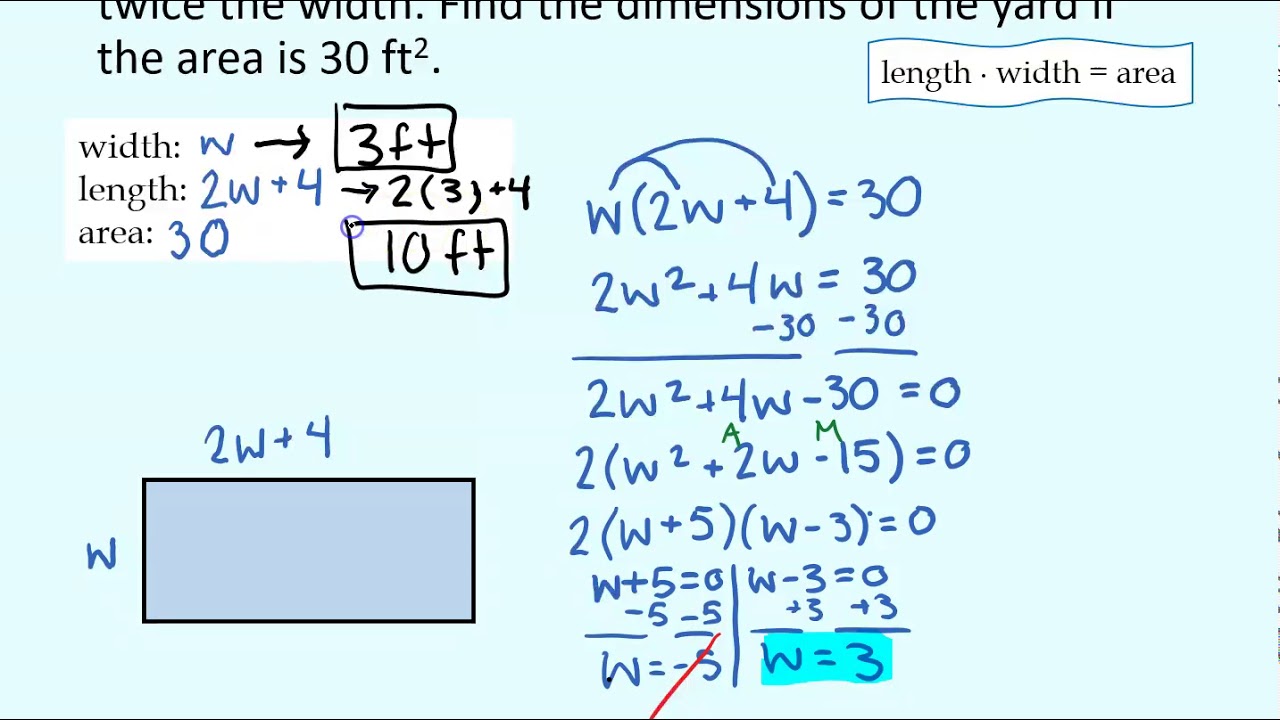 Word Problems - Solving Quadratic Equations by Factoring