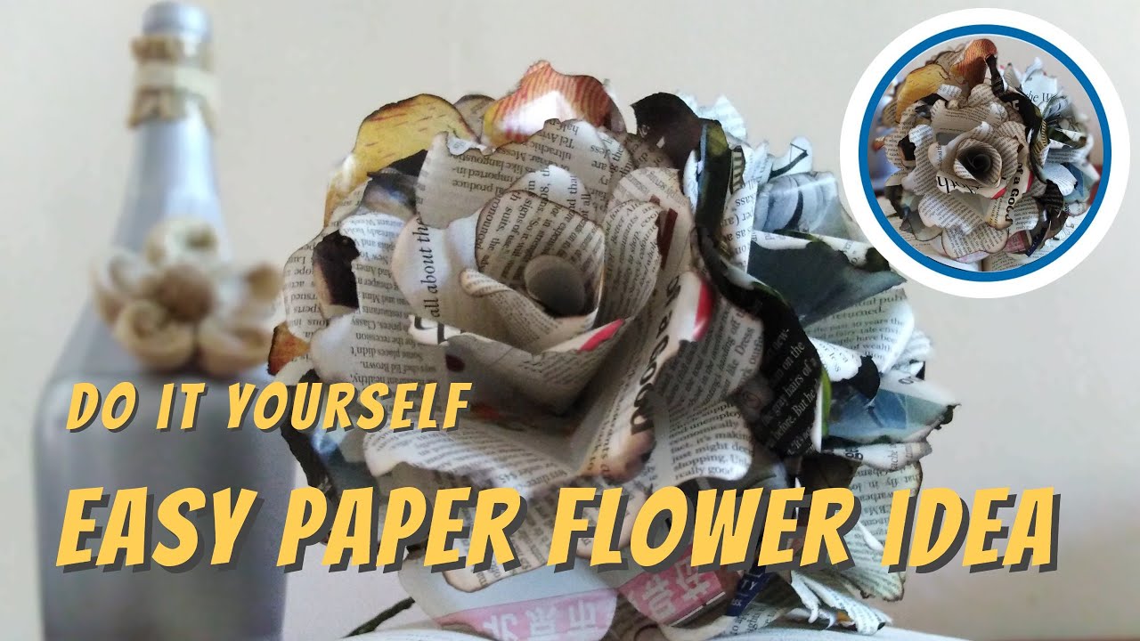 DIY - Magazine paper rose with burnt edges | Easy flower making Idea