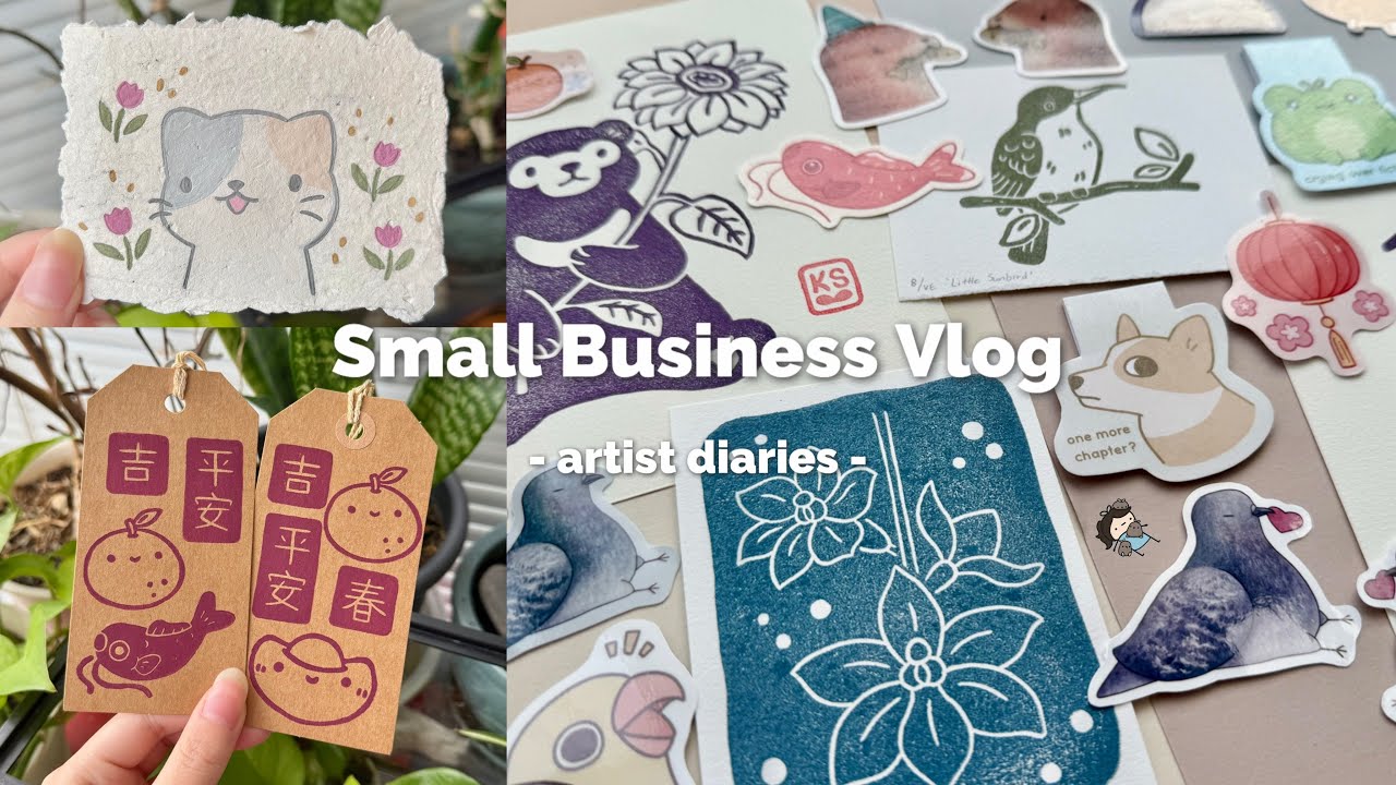 Artist Diaries | Block Printing, Making Paper at Home, and Spring Shop Update | Small Business Vlog