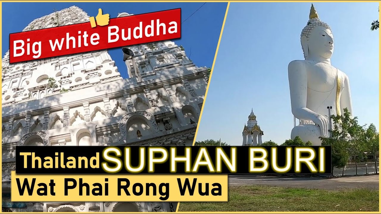 Thailand - Suphan Buri - Wat Phai Rong Wua - Big white Buddha - April 2022